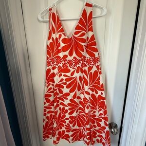 Boden Red/Orange and White Floral Midi Dress